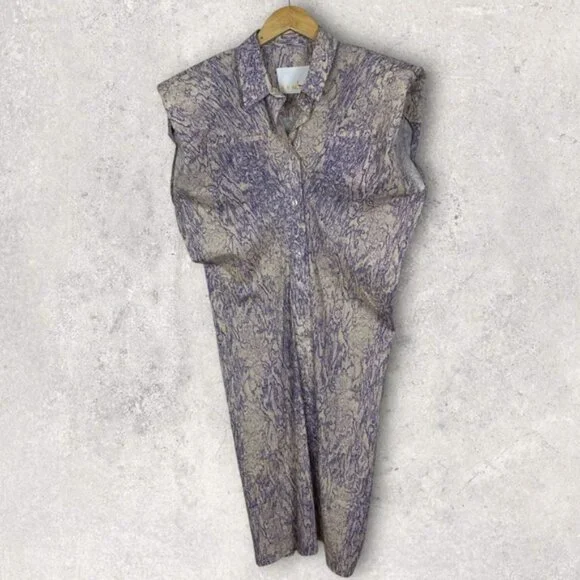 Nwt Remain Birger‎ Christensen Purple Marika Dress Shoulder Pads Size 8 Designer - Picture 3 of 9